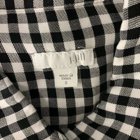 J Jill Button Down Shirt Small Gingham Black White Cotton Long Sleeve - Picture 4 of 5